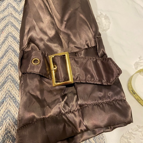 Oltre Brown Satin Shimmer Trench Coat - Size 6 - Picture 6 of 10